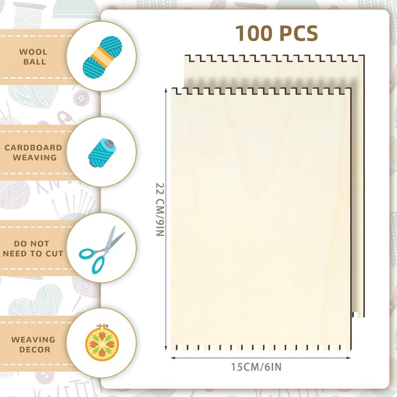 Minatee 36 Pcs Beginners Wooden Loom Notched Weaving Loom Basket Weaving Tools for Kids Adult Art Craft Activity Jewelry Motor Skills Crochet Knitting Sewing Teaching Educational, 6 x 9 in - Image 3